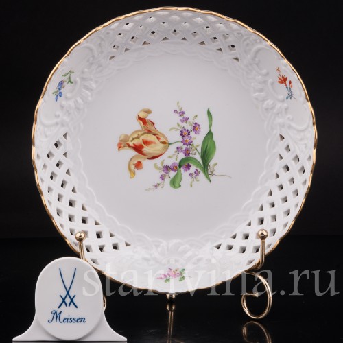 Декоративное фарфоровое Блюдо желтый тюльпан, Meissen, Германия, 1982 г.