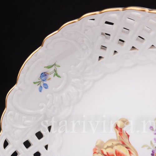 Декоративное фарфоровое Блюдо желтый тюльпан, Meissen, Германия, 1982 г.