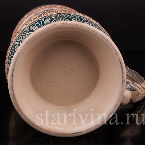 Старинная пивная кружка Садись рядом, 1 л, Reinhold Merkelbach, Германия, 1900 г.