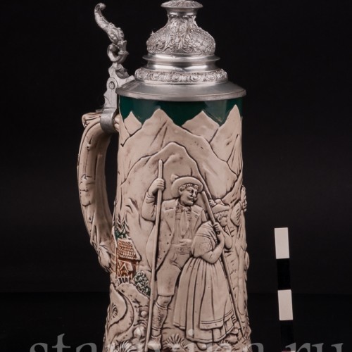 Пивная кружка "Ещё два часа!" 0.5 л, Rosskopf & Gerz, Германия, 1901-1917 гг.