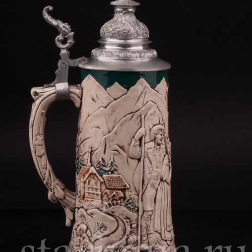 Пивная кружка "Ещё два часа!" 0.5 л, Rosskopf & Gerz, Германия, 1901-1917 гг.