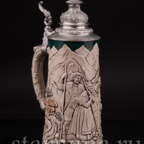 Пивная кружка "Ещё два часа!" 0.5 л, Rosskopf & Gerz, Германия, 1901-1917 гг.