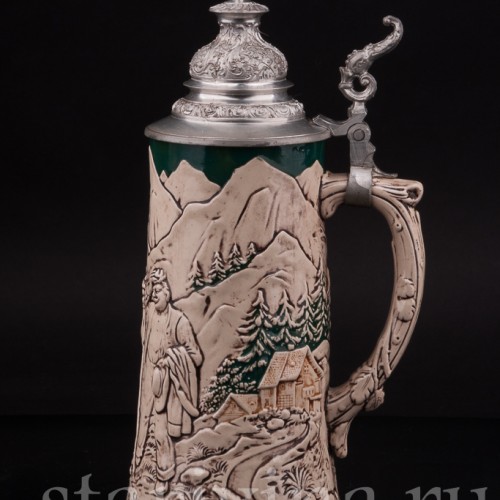 Пивная кружка "Ещё два часа!" 0.5 л, Rosskopf & Gerz, Германия, 1901-1917 гг.