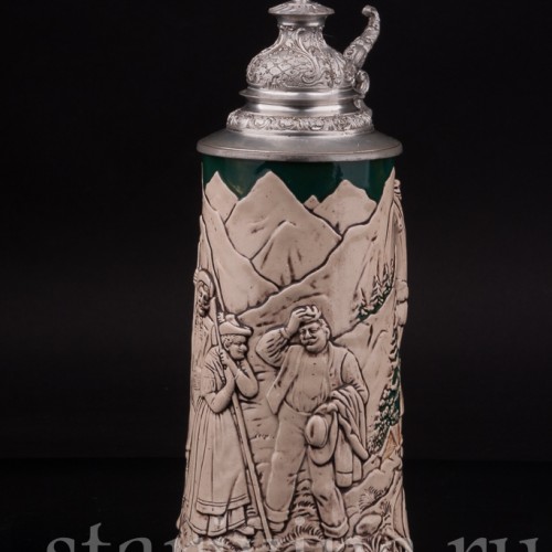 Пивная кружка "Ещё два часа!" 0.5 л, Rosskopf & Gerz, Германия, 1901-1917 гг.