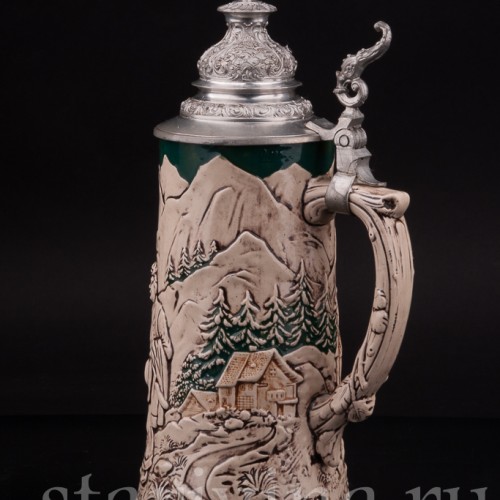 Пивная кружка "Ещё два часа!" 0.5 л, Rosskopf & Gerz, Германия, 1901-1917 гг.