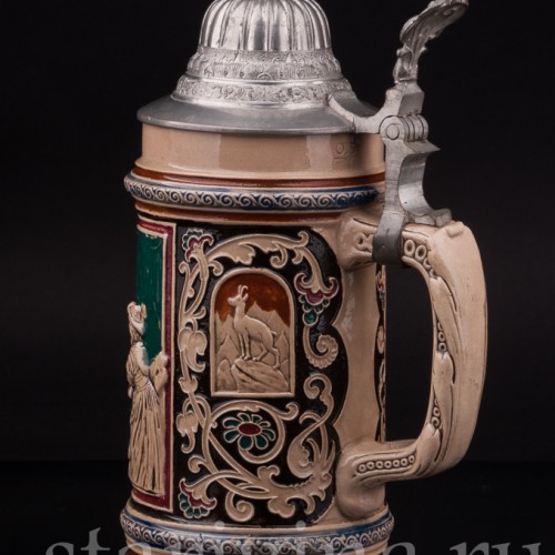 Старинная пивная кружка Садись рядом, 0.5 л, Dumler & Breiden, Германия, нач. 20 в.