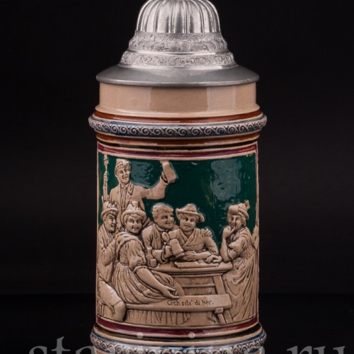 Старинная пивная кружка Садись рядом, 0.5 л, Dumler & Breiden, Германия, нач. 20 в.