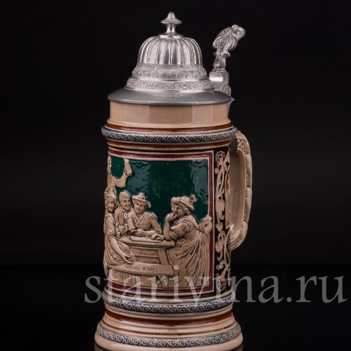 Старинная пивная кружка Садись рядом, 0.5 л, Dumler & Breiden, Германия, нач. 20 в.