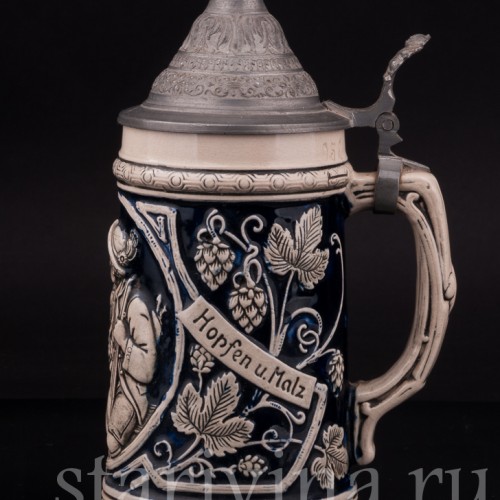 Старинная пивная кружка Хмель и солод, 0,5 л, Wick Werke AG, Германия, 1920-50 гг.