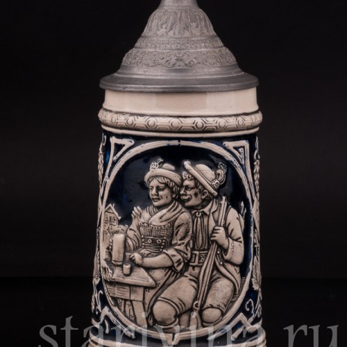 Старинная пивная кружка Хмель и солод, 0,5 л, Wick Werke AG, Германия, 1920-50 гг.