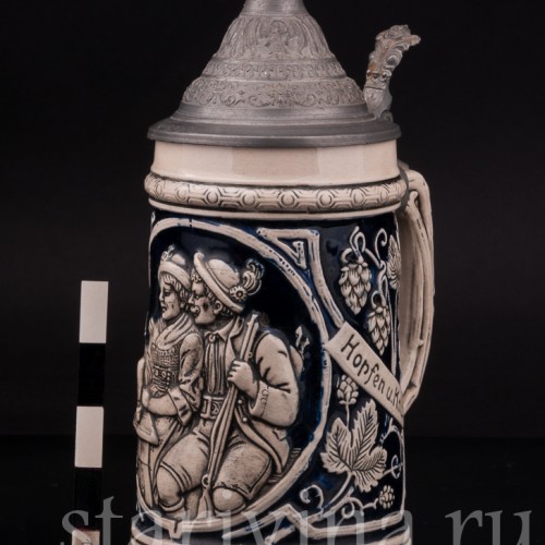 Старинная пивная кружка Хмель и солод, 0,5 л, Wick Werke AG, Германия, 1920-50 гг.