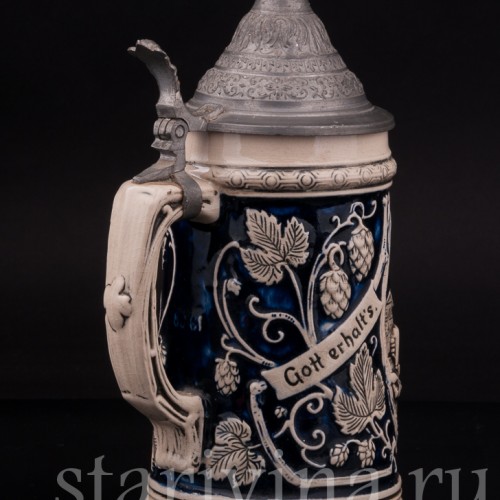 Старинная пивная кружка Хмель и солод, 0,5 л, Wick Werke AG, Германия, 1920-50 гг.