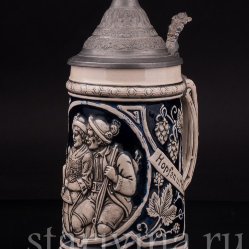 Старинная пивная кружка Хмель и солод, 0,5 л, Wick Werke AG, Германия, 1920-50 гг.