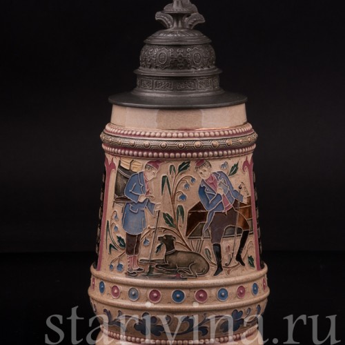 Старинная пивная кружка Студент и странник, 1/2 л, Diesinger, Германия, кон. 19 - нач. 20 в.