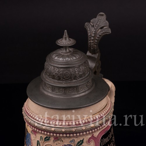 Старинная пивная кружка Студент и странник, 1/2 л, Diesinger, Германия, кон. 19 - нач. 20 в.
