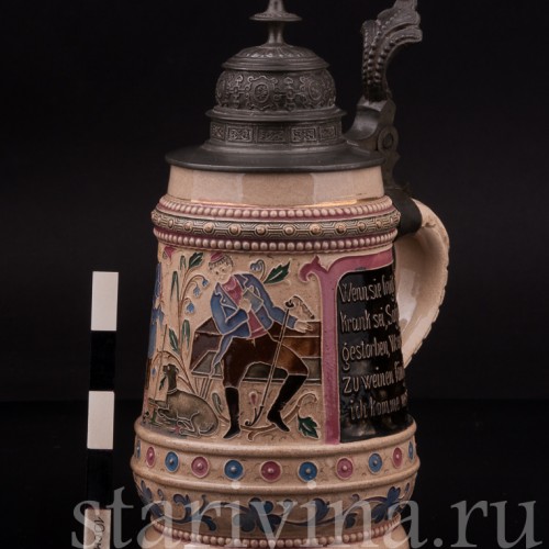 Старинная пивная кружка Студент и странник, 1/2 л, Diesinger, Германия, кон. 19 - нач. 20 в.