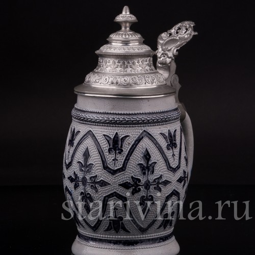 Старинная пивная кружка Листья, 0.5 л, Simon Peter Gerz, Германия, пер. пол. 20 в.