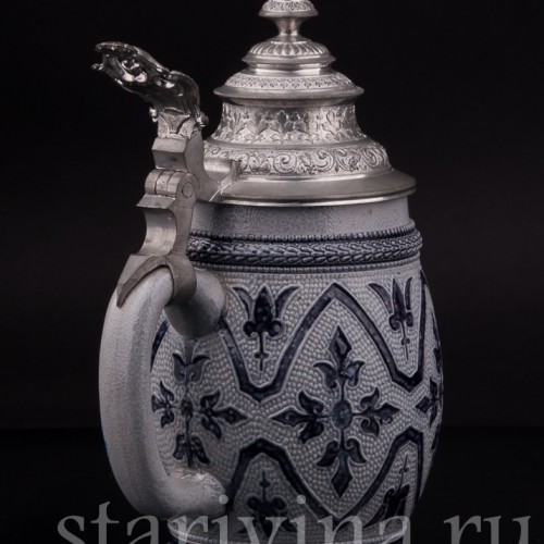 Старинная пивная кружка Листья, 0.5 л, Simon Peter Gerz, Германия, пер. пол. 20 в.