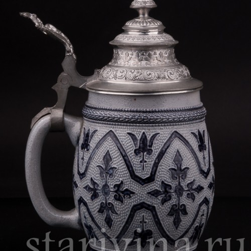 Старинная пивная кружка Листья, 0.5 л, Simon Peter Gerz, Германия, пер. пол. 20 в.