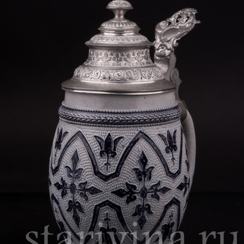 Старинная пивная кружка Листья, 0.5 л, Simon Peter Gerz, Германия, пер. пол. 20 в.