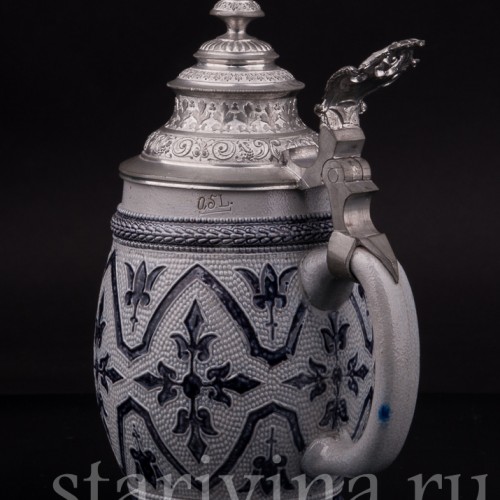 Старинная пивная кружка Листья, 0.5 л, Simon Peter Gerz, Германия, пер. пол. 20 в.