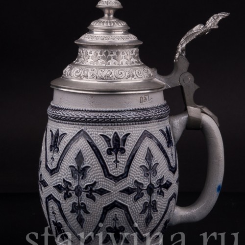 Старинная пивная кружка Листья, 0.5 л, Simon Peter Gerz, Германия, пер. пол. 20 в.