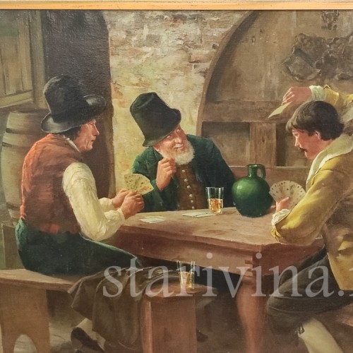 Картина маслом Игроки в карты, Германия, перв. пол. 20 в.