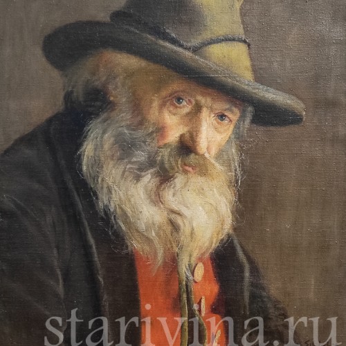 Картина маслом Портрет фермера в шляпе, Германия, 1924 г.