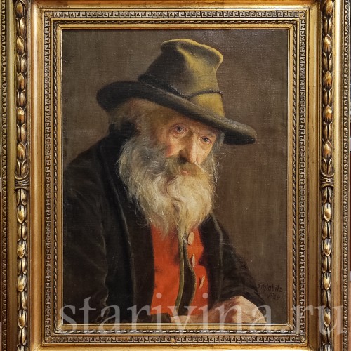 Картина маслом Портрет фермера в шляпе, Германия, 1924 г.