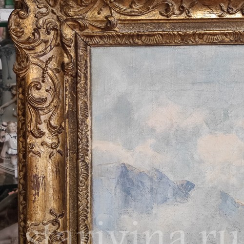 Картина маслом на холсте Альпийский пейзаж, Германия, перв. пол. 20 в.