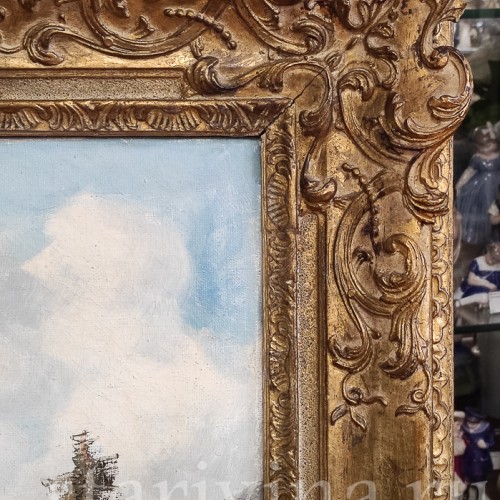 Картина маслом на холсте Альпийский пейзаж, Германия, перв. пол. 20 в.