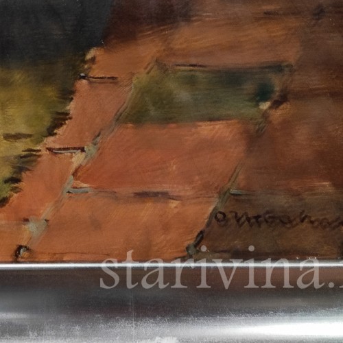 Картина маслом Мужчины в таверне, Германия, перв. пол. 20 в.