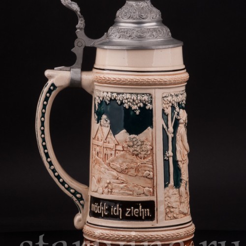 Старинная пивная кружка В горы, 1 л, Steuler & Co, Германия, нач. 20 в.