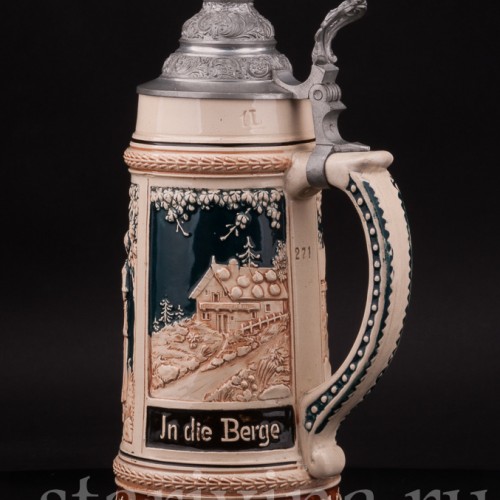 Старинная пивная кружка В горы, 1 л, Steuler & Co, Германия, нач. 20 в.