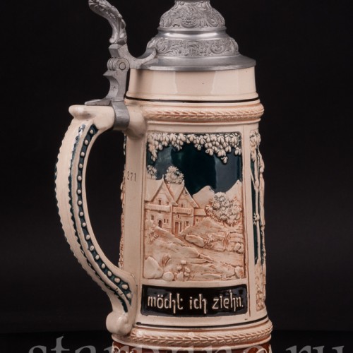 Старинная пивная кружка В горы, 1 л, Steuler & Co, Германия, нач. 20 в.