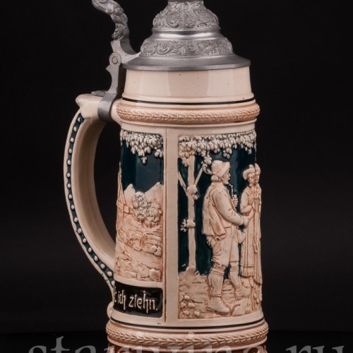 Старинная пивная кружка В горы, 1 л, Steuler & Co, Германия, нач. 20 в.