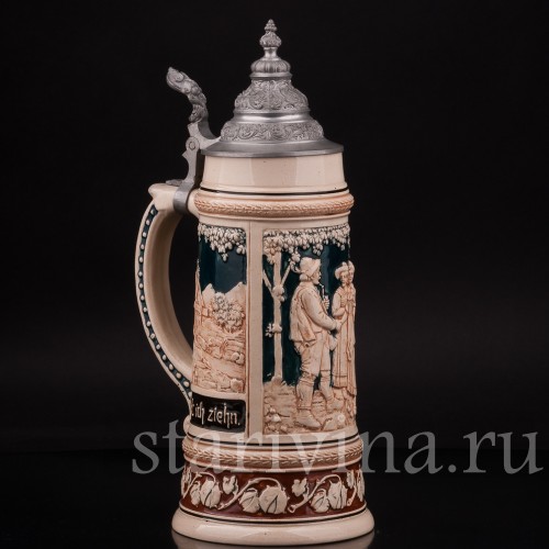 Старинная пивная кружка В горы, 1 л, Steuler & Co, Германия, нач. 20 в.