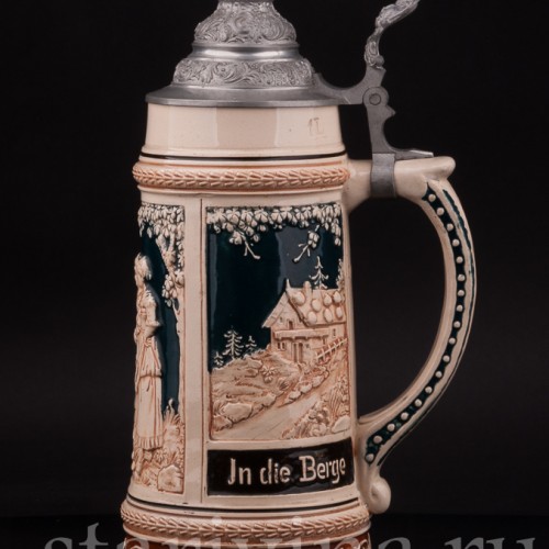 Старинная пивная кружка В горы, 1 л, Steuler & Co, Германия, нач. 20 в.
