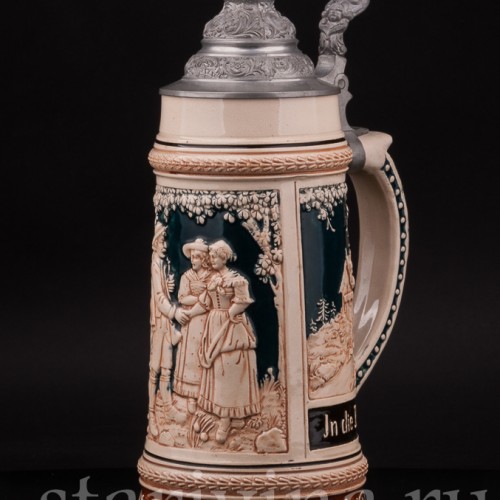 Старинная пивная кружка В горы, 1 л, Steuler & Co, Германия, нач. 20 в.