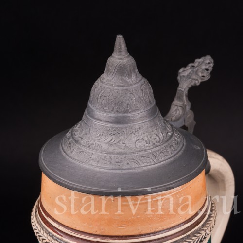 Старинная пивная кружка Всегда весел, 1 л, Германия, перв. пол. 20 в.