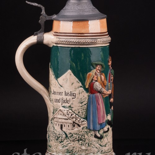 Старинная пивная кружка Всегда весел, 1 л, Германия, перв. пол. 20 в.