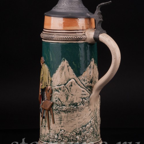 Старинная пивная кружка Всегда весел, 1 л, Германия, перв. пол. 20 в.