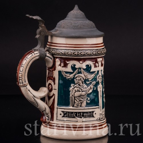 Старинная пивная кружка Влюбленная пара, 1/4 л, Matthias Girmscheid, Германия, кон. 19 - нач. 20 вв.