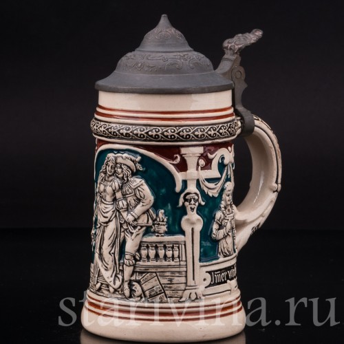 Старинная пивная кружка Влюбленная пара, 1/4 л, Matthias Girmscheid, Германия, кон. 19 - нач. 20 вв.