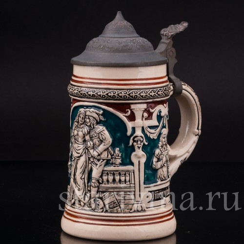 Старинная пивная кружка Влюбленная пара, 1/4 л, Matthias Girmscheid, Германия, кон. 19 - нач. 20 вв.