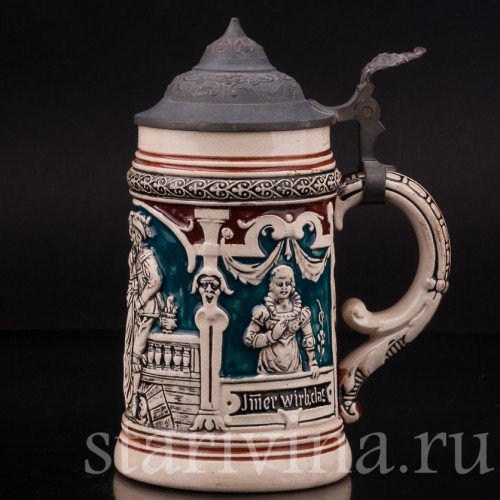 Старинная пивная кружка Влюбленная пара, 1/4 л, Matthias Girmscheid, Германия, кон. 19 - нач. 20 вв.