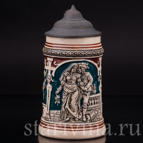 Старинная пивная кружка Влюбленная пара, 1/4 л, Matthias Girmscheid, Германия, кон. 19 - нач. 20 вв.