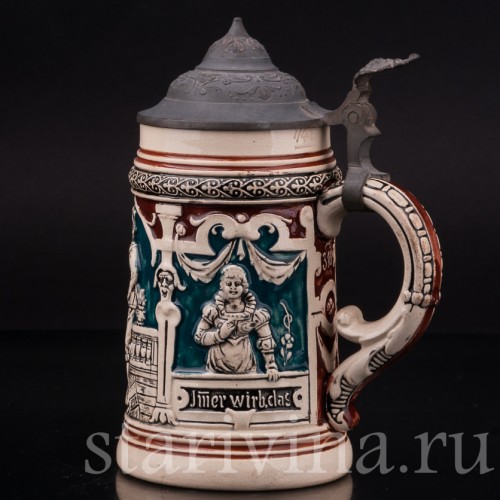 Старинная пивная кружка Влюбленная пара, 1/4 л, Matthias Girmscheid, Германия, кон. 19 - нач. 20 вв.