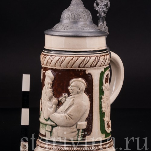 Старинная пивная кружка Мужество и сила, 1/2 л, Германия, перв. пол. 20 в.