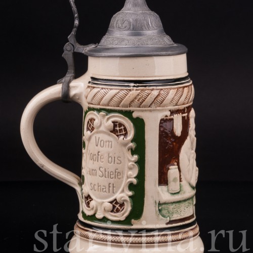 Старинная пивная кружка Мужество и сила, 1/2 л, Германия, перв. пол. 20 в.